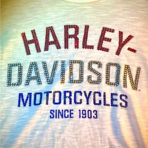 Sz large sheer white sparkle Harley-Davidson T NWOT